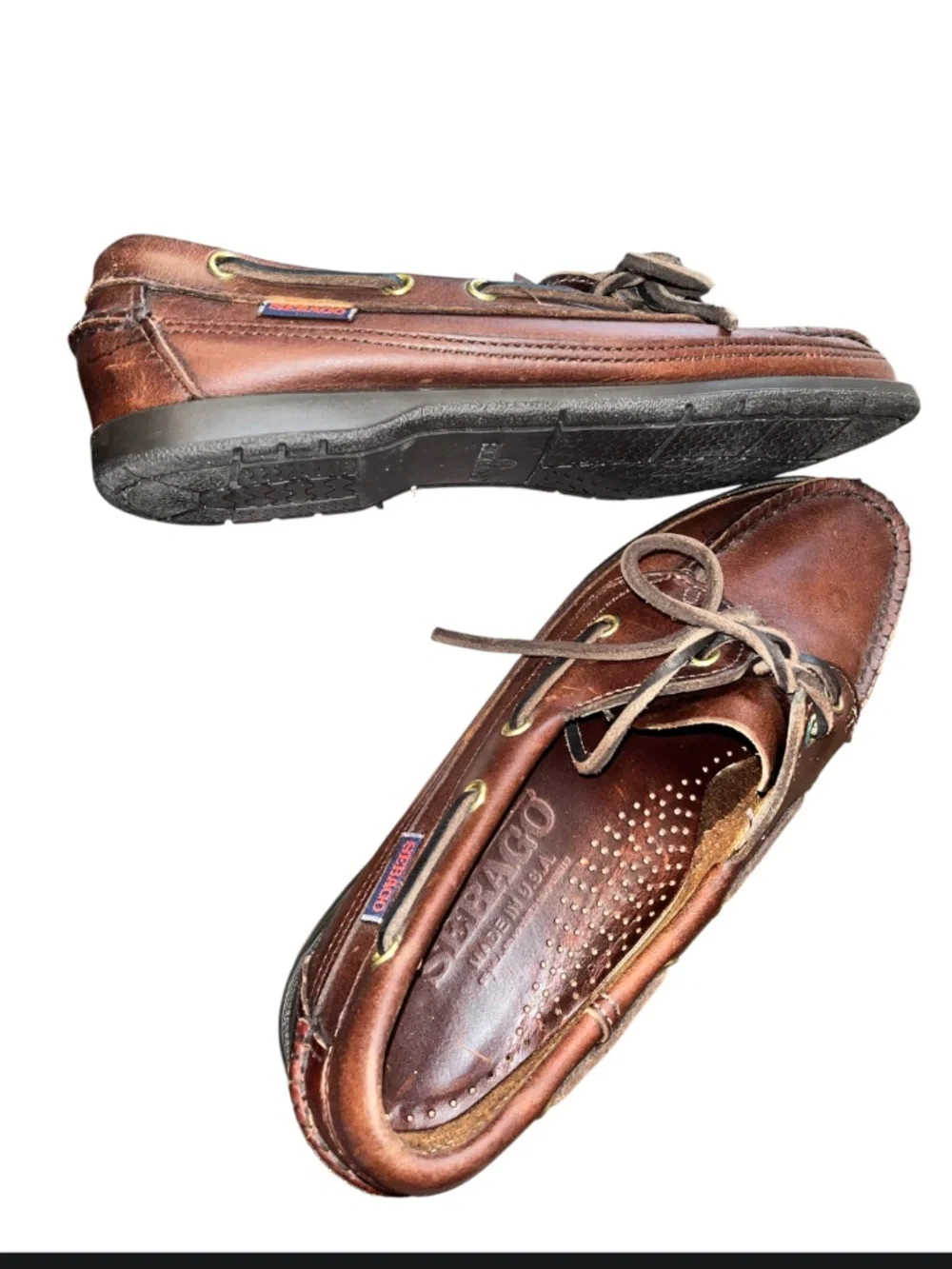 Sebago Women’s Made in USA Leather Casual Loafers in Cognac Sz-7